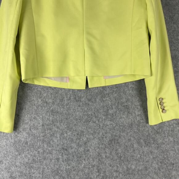 J Crew Cropped Drapey Twill Blazer Womens 6 Light Kiwi Stretch Preppy Career NEW - Picture 15 of 16